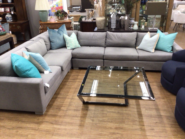 Mitchell Gold + Bob Williams Blue/Grey Fabric Four PC Sectional