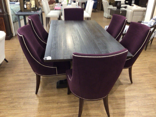 Set Of 6 Kravet Furniture Lavender Fabric Nail Head Trim Dining Chairs