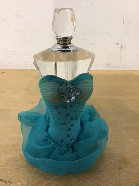 5" Turquoise Embellished Dress Perfume Bottle