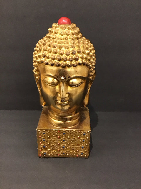 10" Gold Buddha Head on Stand