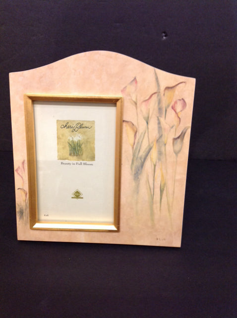 4x6 Wood Picture Frame w/Painted Flowers