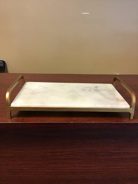 12"x8" Marble & Gold Metal Tray