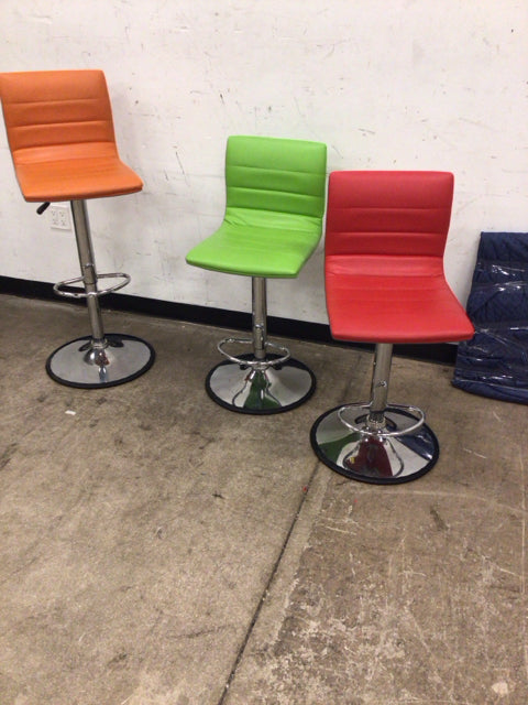 Set Of 3 Vinyl Multi Color Bar Stools