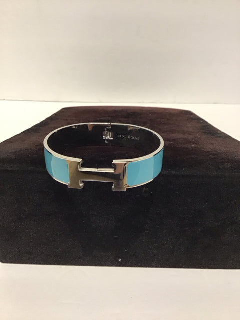 Hermes Style Aqua Cuff Bracelet