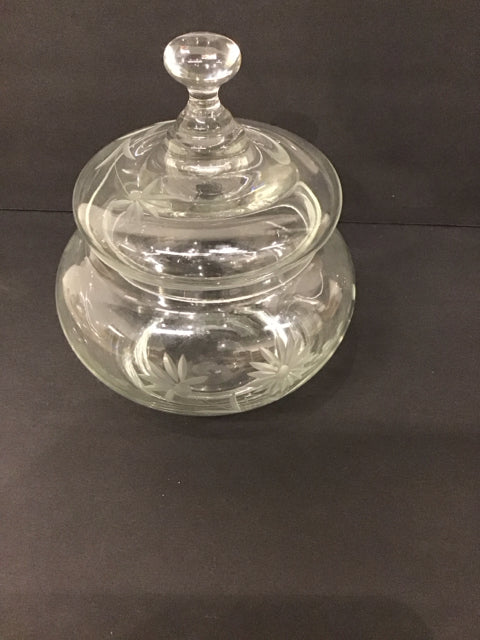 7" Class Canister  w/Etched Leaves
