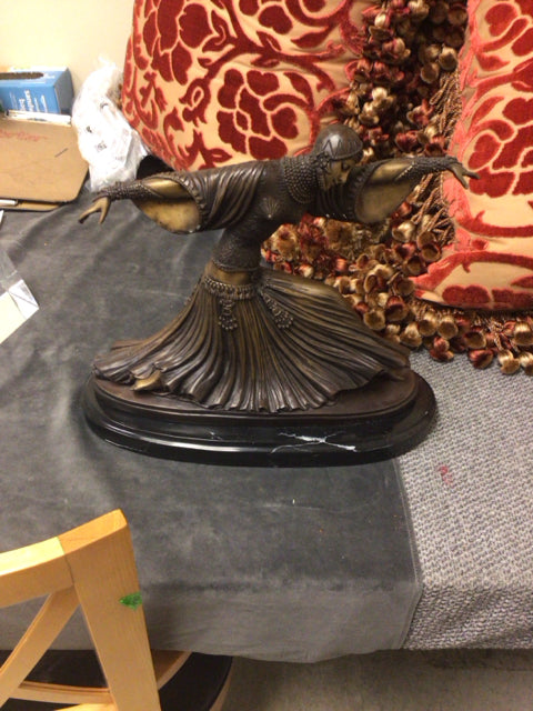 11 1/2" Signed D.H Chiparus Brass Sculpture On Marble Base