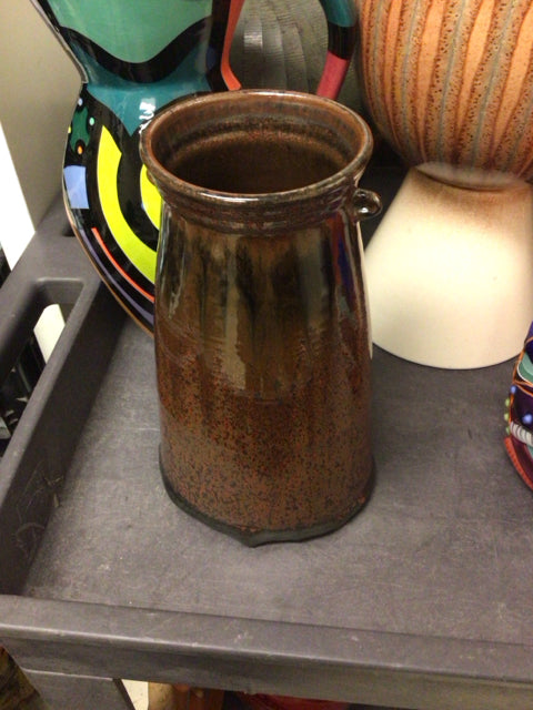 10 1/2" Brown & Black Ceramic Vase
