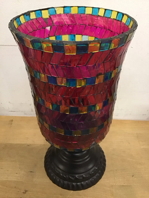 10.5" Mosaic Glass Footed Candle Holder