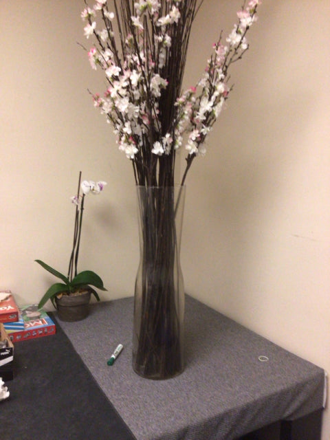 Glass Vase W/Orchid & Stick Arrangement