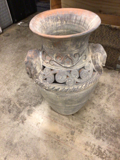 23" Grey/Orange Ceramic Planter