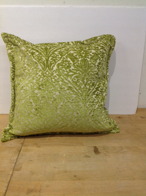 Ivory/Chartreuse Damask Chenille Pillow