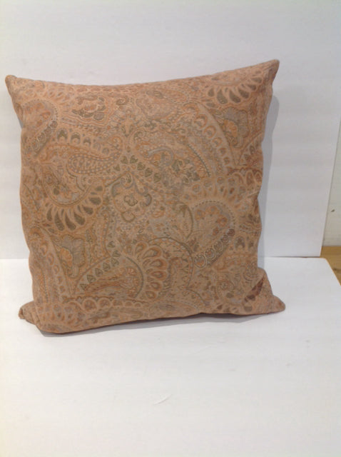 Camel/Grey Paisley Ultrasuede Pillow