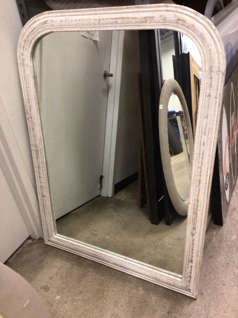 47" X 35" White Washed Wood Framed Mirror