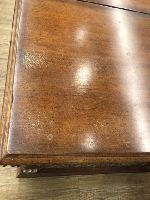 AS-IS 18" X 33" X 31" Brwon Wood Gold Accent Three Drawer Nightstand