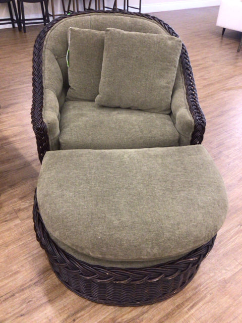 Wicker Works Chair & Ottoman