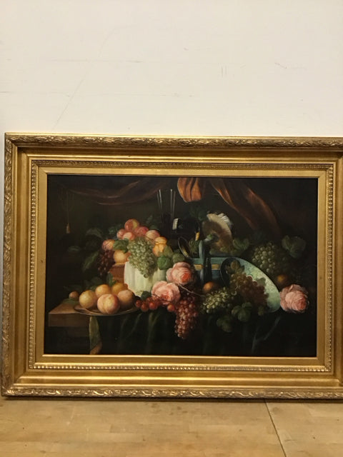 45"x33" Fruit Arrangement Art By G. Stewart Signed