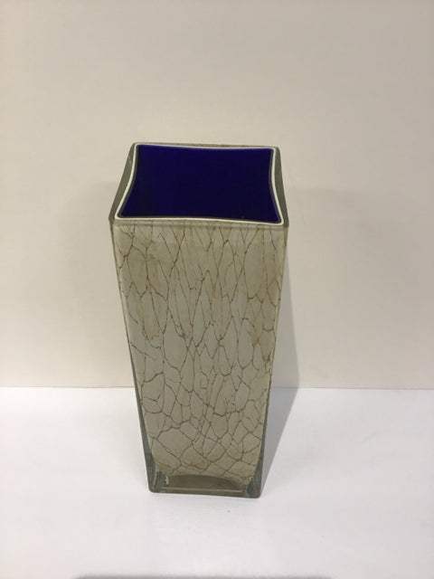 11.5"H Tan Glass Square Vase