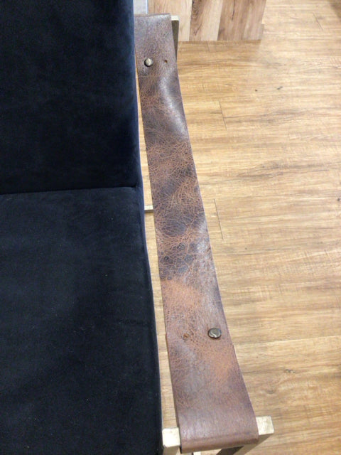 AS-IS Bernhardt Dekker Fabric Leather Strap Arm Chair(Missing Two Rivets)