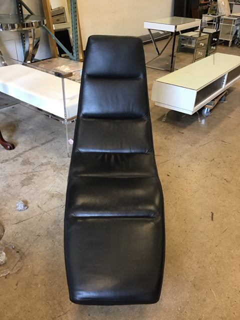 Bo Concept Black Leather Chrome Base Chaise As Is