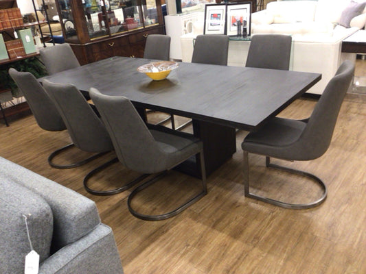 Set Of 8 City Furniture Madden Dark Tone Upholstered Dining Chairs