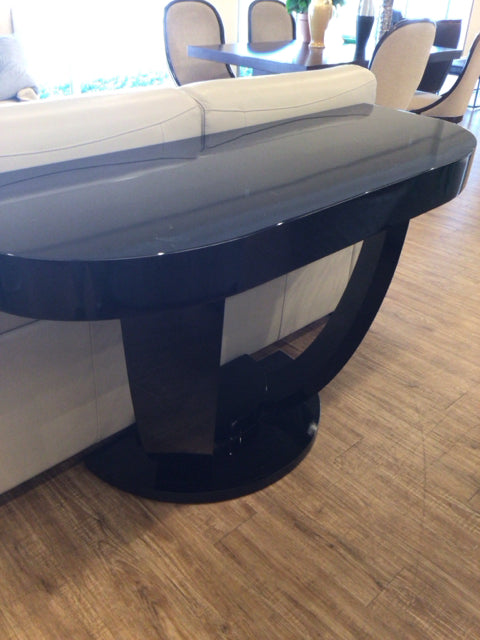 54" Black Lacquered Demi Console Table