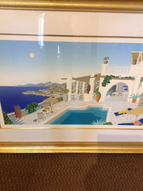 36" X 54" Signed Mcknight Sunset Hill Mykonos