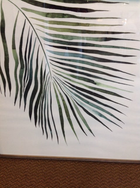 40" Sq Green Palm Leaf Print