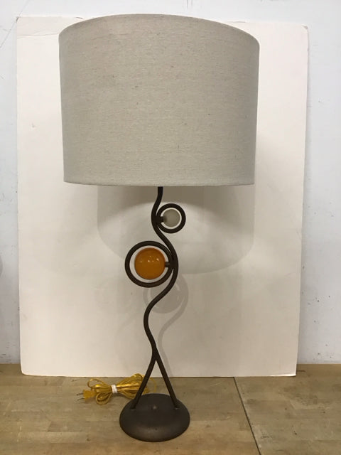 34" Metal Swirl Lamp w/Acrylic Spheres & Shade