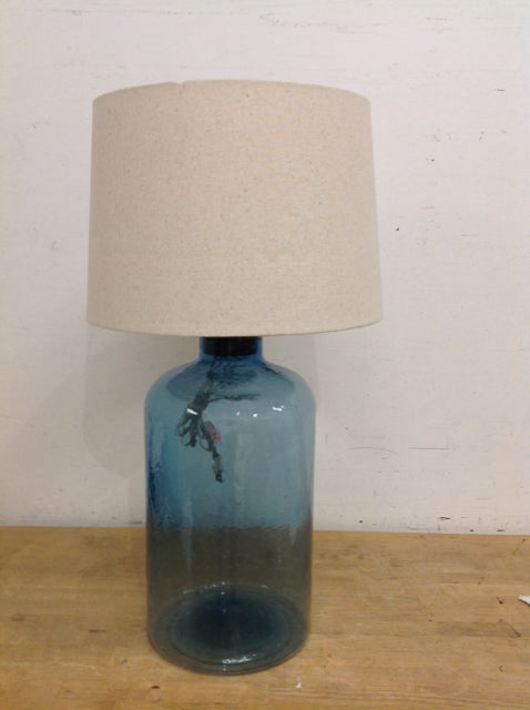 30" Pottery Barn Blue Glass Jar Lamp w/Shade