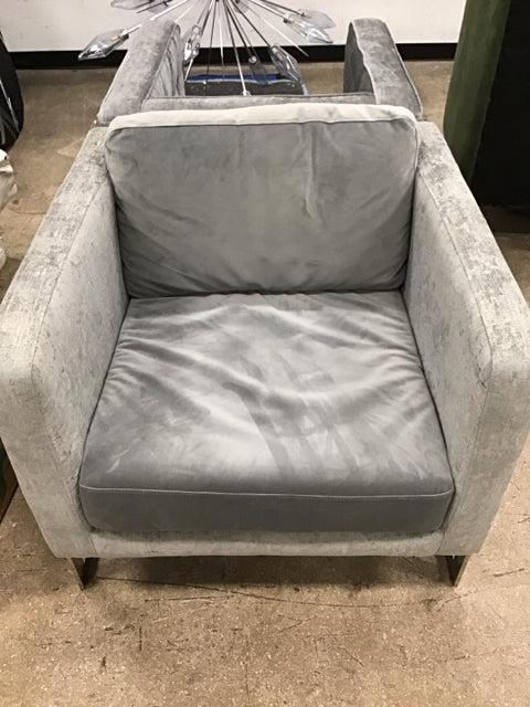 Perazzi Grey Upholstered Chrome Accent Chair