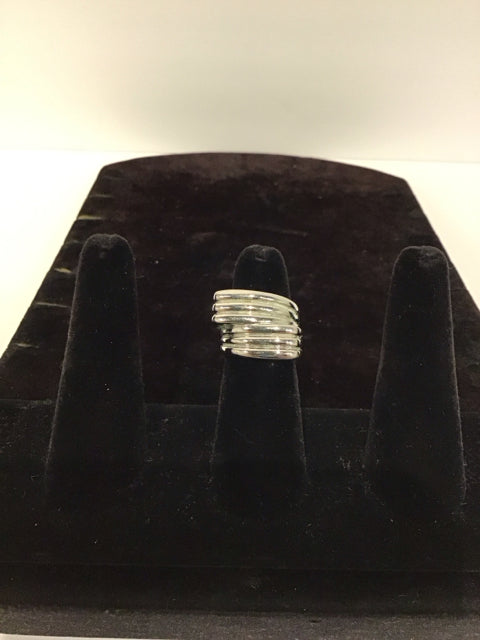 Silver Ring w/Tiered Ribbed Dome Ring