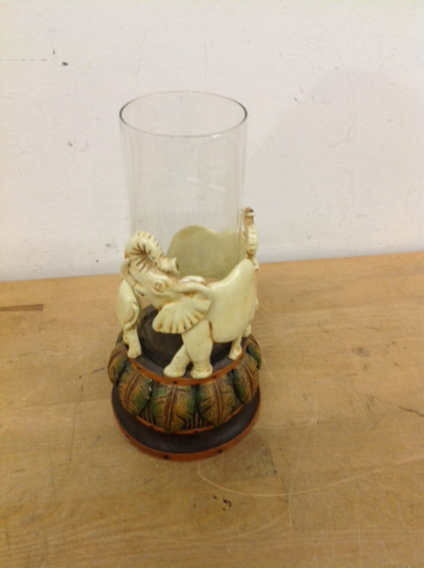 Candle Holder- Elephant Stand W Glass