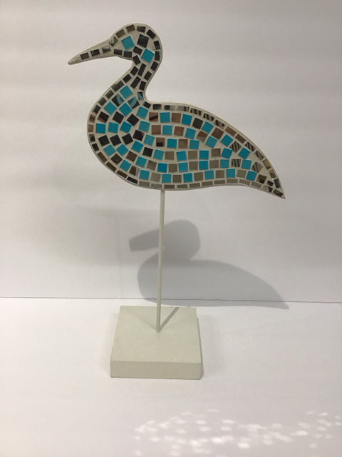 16" Mirror/Blue Mosaic Tile Fish Sculpture