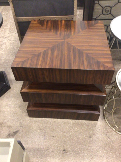 23 1/2" Stacked Wood Square End Table