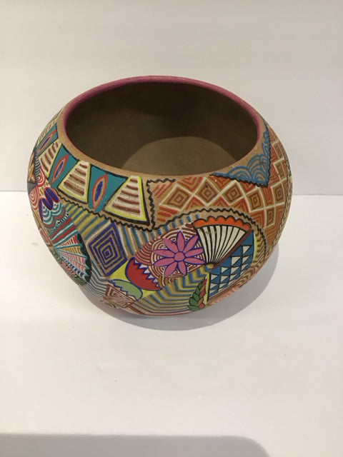 6" Multicolor Hand Painted Pottery Bowl