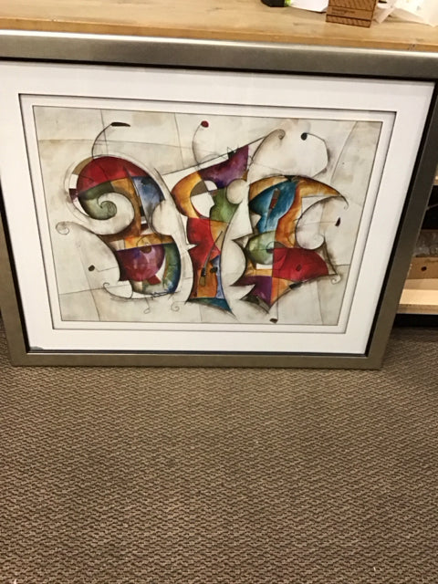 35x43 Silver Framed Abstract Art