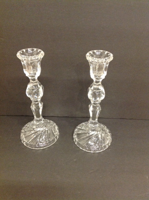 Pair 10" Glass Candlesticks