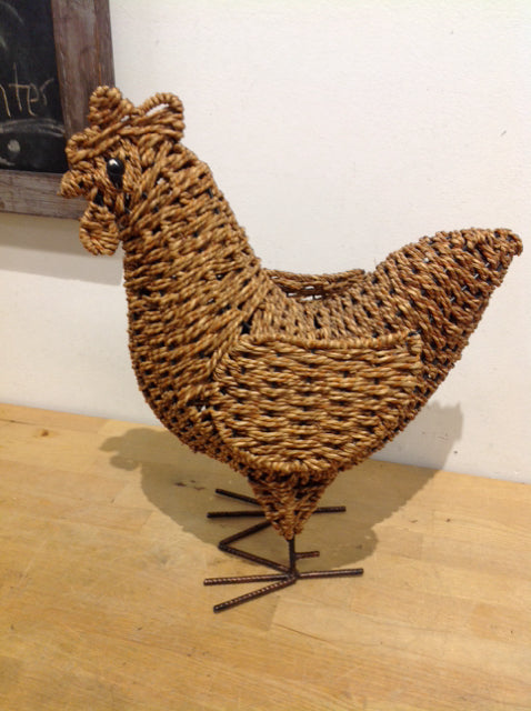 16" Rattan Chicken Statue