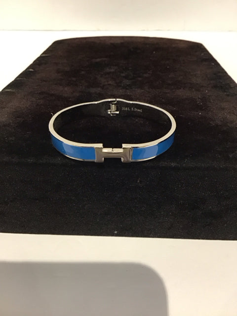 Hermes Style Blue Cuff Bracelet