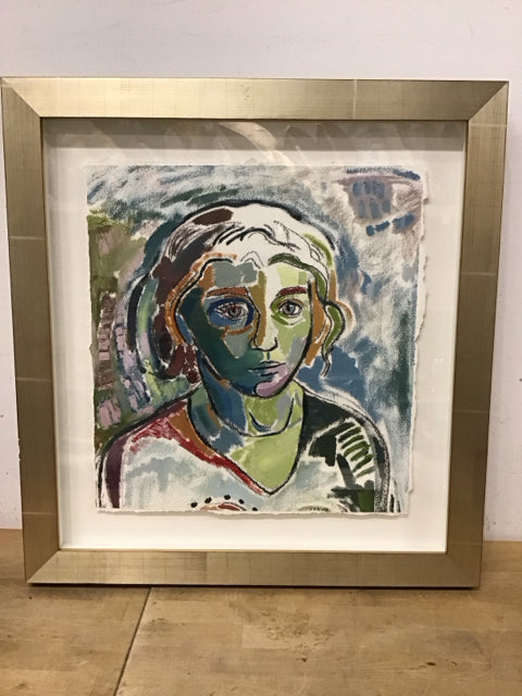 24"Sq Framed Judith Kunda Like Portrait Print