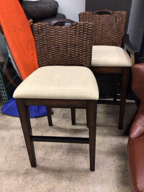 AS-IS Pair Of Largo International Woven Bar Stools(Wear On Rattan)