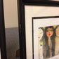 AS-IS 12 3/8" X 15 3/8" Black Standing Framed Female Face Print(Frame Damage)