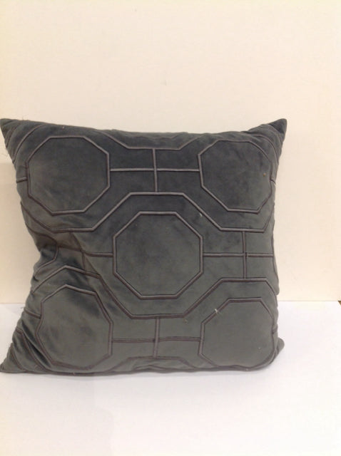 Grey Pillow w/Geometric Design