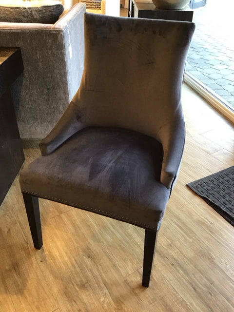 Grey Upholstered Nailhead Tufted Accent Chair