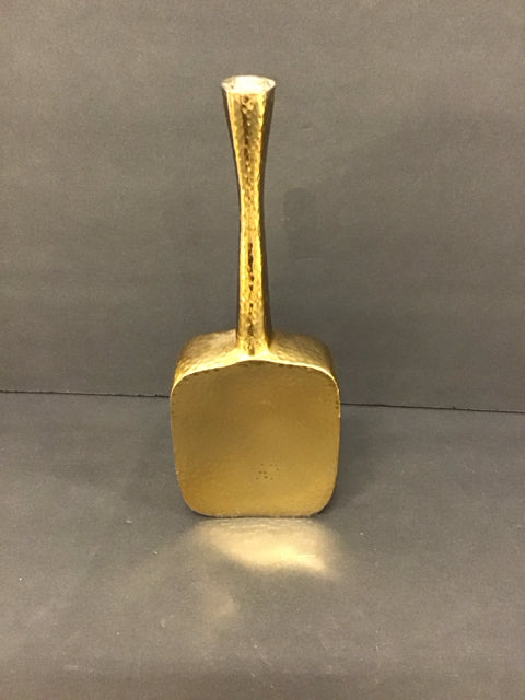 10" Dimpled Gold Metal Vase w/Narrow Top