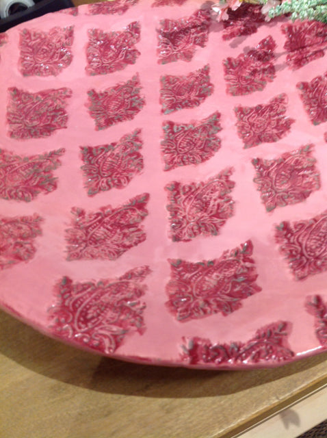 Bowl- 18" Pink Ceramic Design