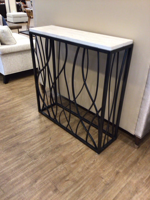 Off White Top Metal Console Table