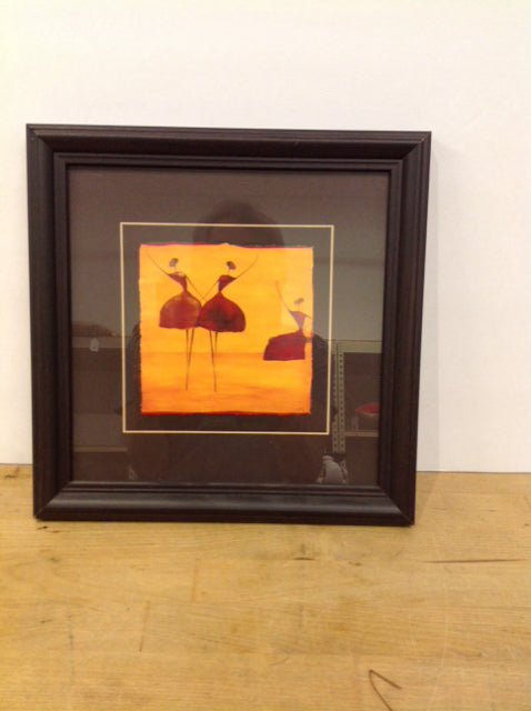 12" Square Framed Dancers on Paper