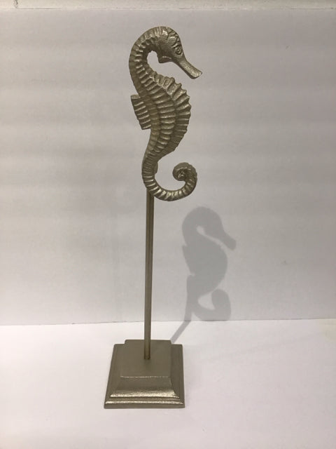 20" Silver Metal Seahorse Sculpture