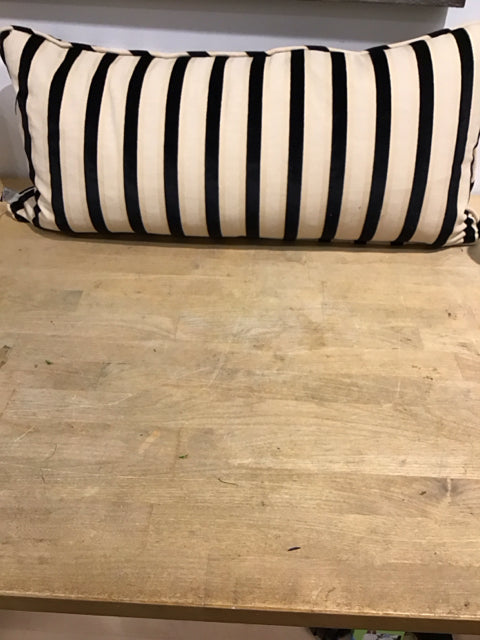 26"x12" Cream Beige Black Striped Lumbar Pillow